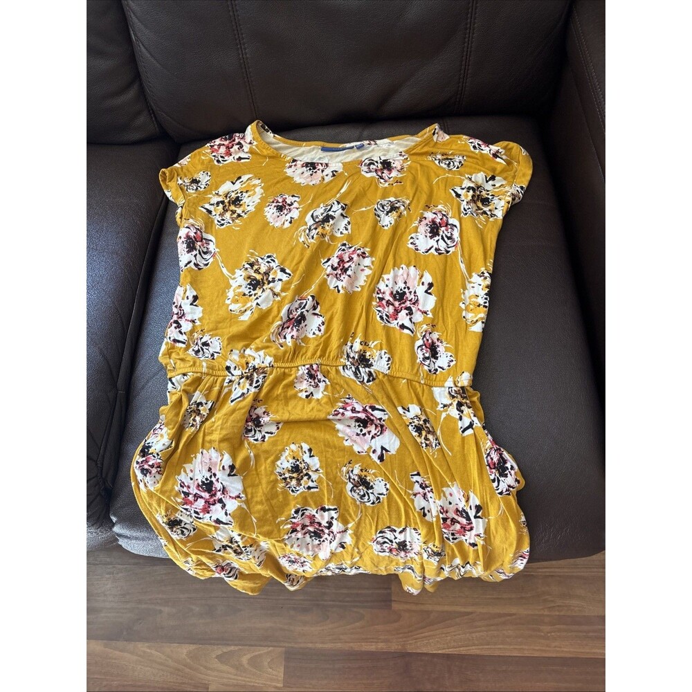 Women’s Apt 9 Yellow Floral Dress With Pockets Short Sleeve Sundress